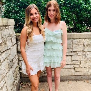 Lovers + Friends Sage Green Ruffle Mini Dress